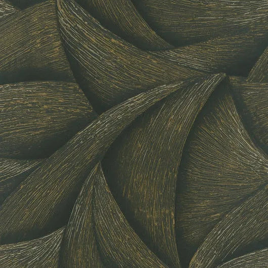 Marburg Ritus 35506 abstract 3D wave wallpaper in deep brown with antique-gold highlights