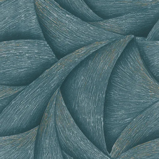 Marburg Ritus 35507 blue and silver abstract wave wallpaper with a 3D embossed effect.
