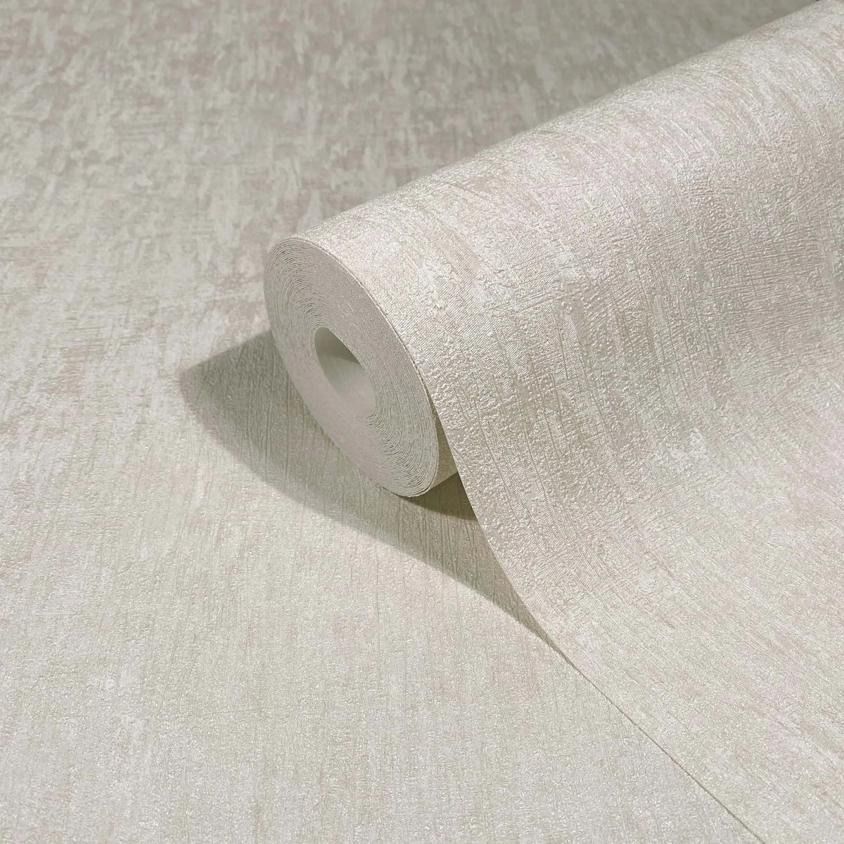 Marburg Ritus 35522 Beige textured wallpaper roll on an unrolled sheet, showing a subtle irregular linear pattern.