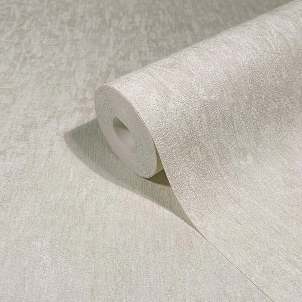 Marburg Ritus 35522 Beige textured wallpaper roll on an unrolled sheet, showing a subtle irregular linear pattern.
