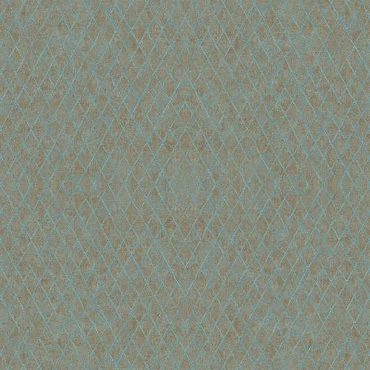 Marburg Ritus 35539 geometric diamond wallpaper in muted teal and taupe on a smooth non-woven ground.