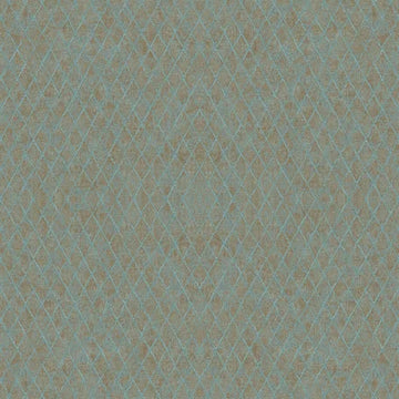 Marburg Ritus 35539 geometric diamond wallpaper in muted teal and taupe on a smooth non-woven ground.