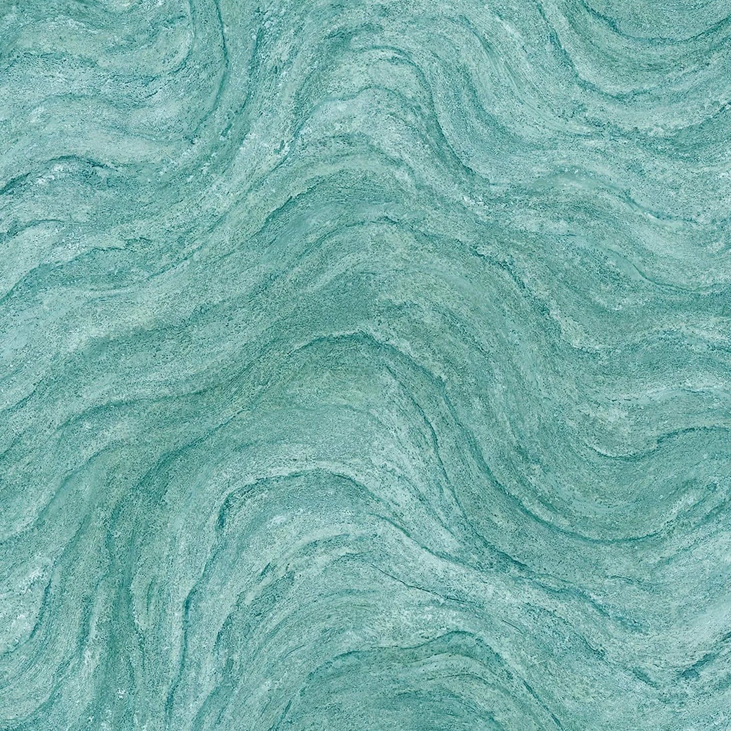 Marburg Struktura 45759 wallpaper with abstract marble-look waves in cool olive-green and teal tones.