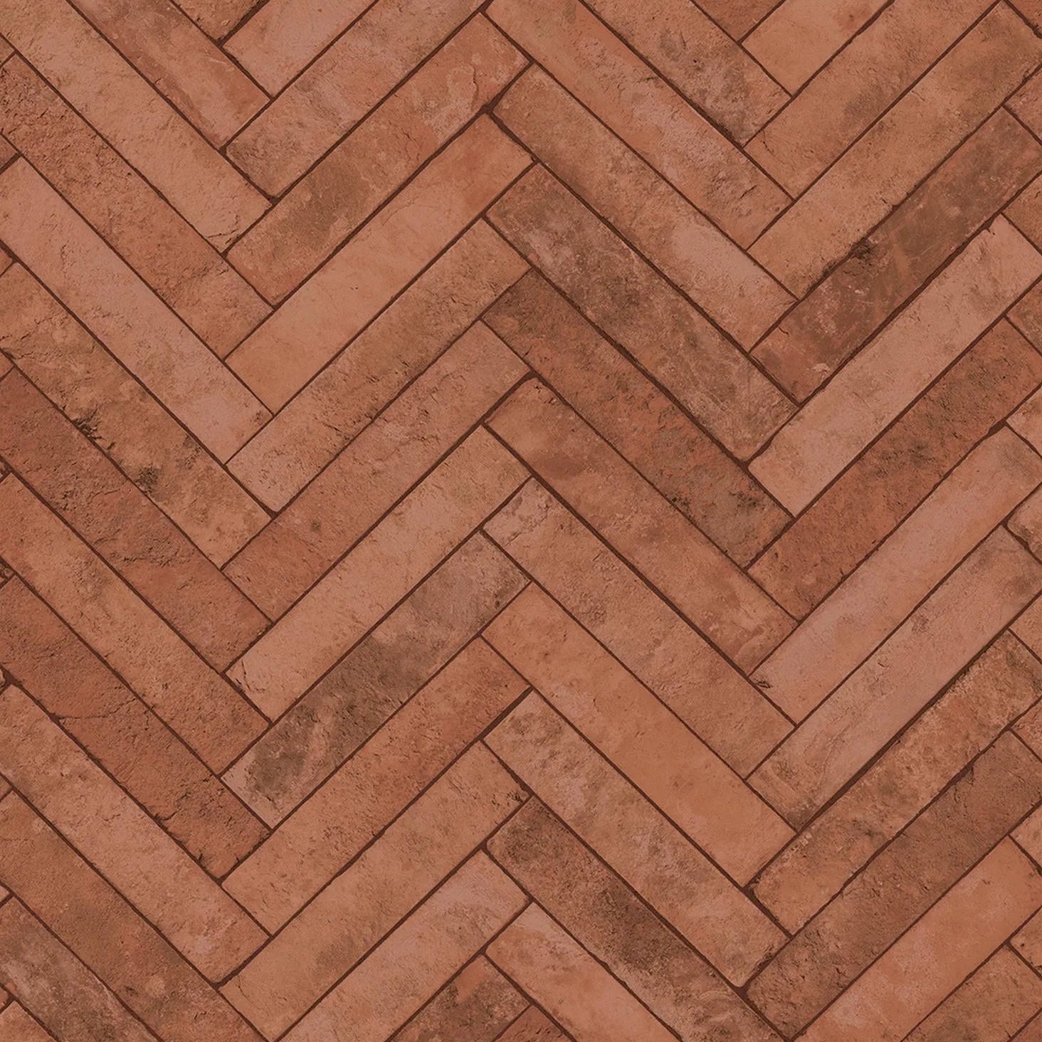 Marburg Struktura 45763 terracotta herringbone brick-look wallpaper.