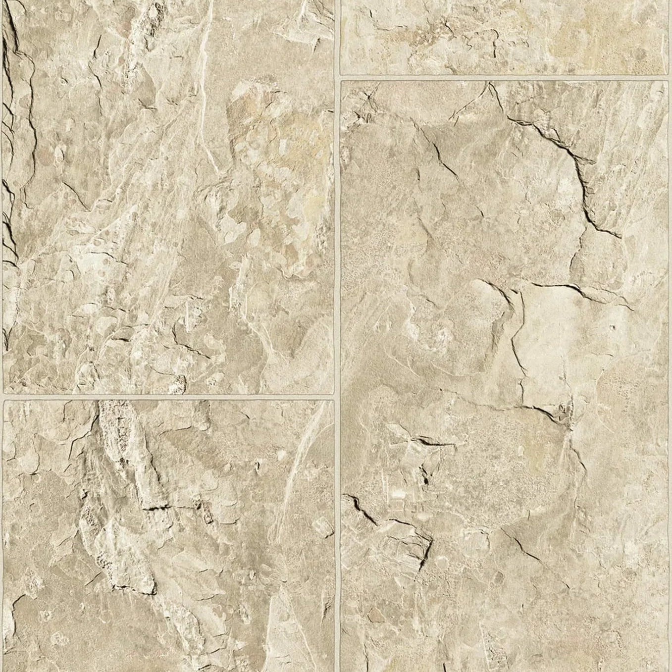 Marburg Struktura 45766 wallpaper in warm beige with realistic stone tile look and fine grout lines.