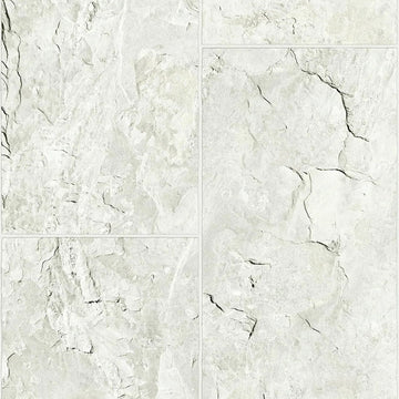 Marburg Struktura 45767 soft white stone tile-look wallpaper with subtle veining and grout lines.