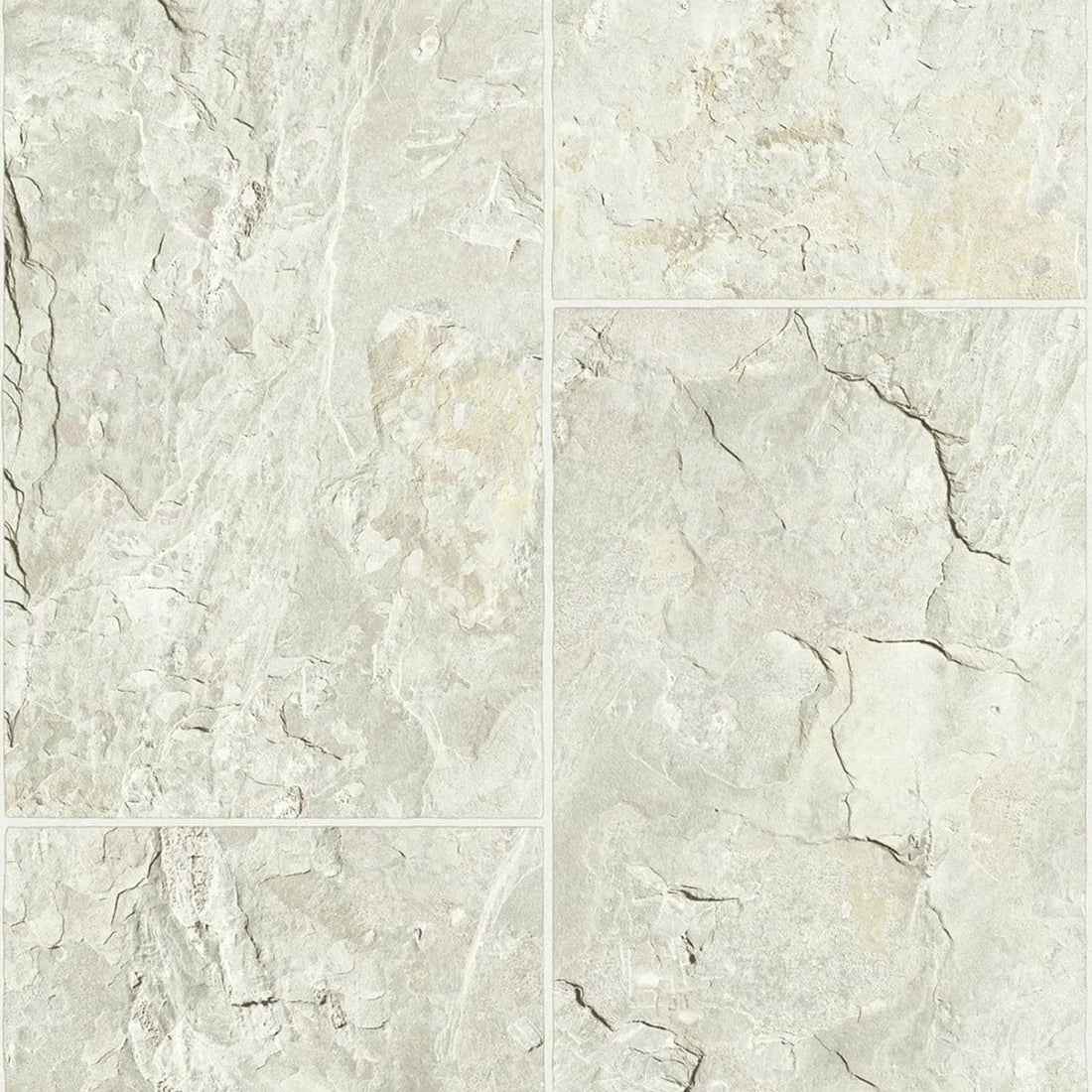 Marburg Struktura 45768 light stone tile-look wallpaper in soft white-beige with rectangular grid and subtle veining.