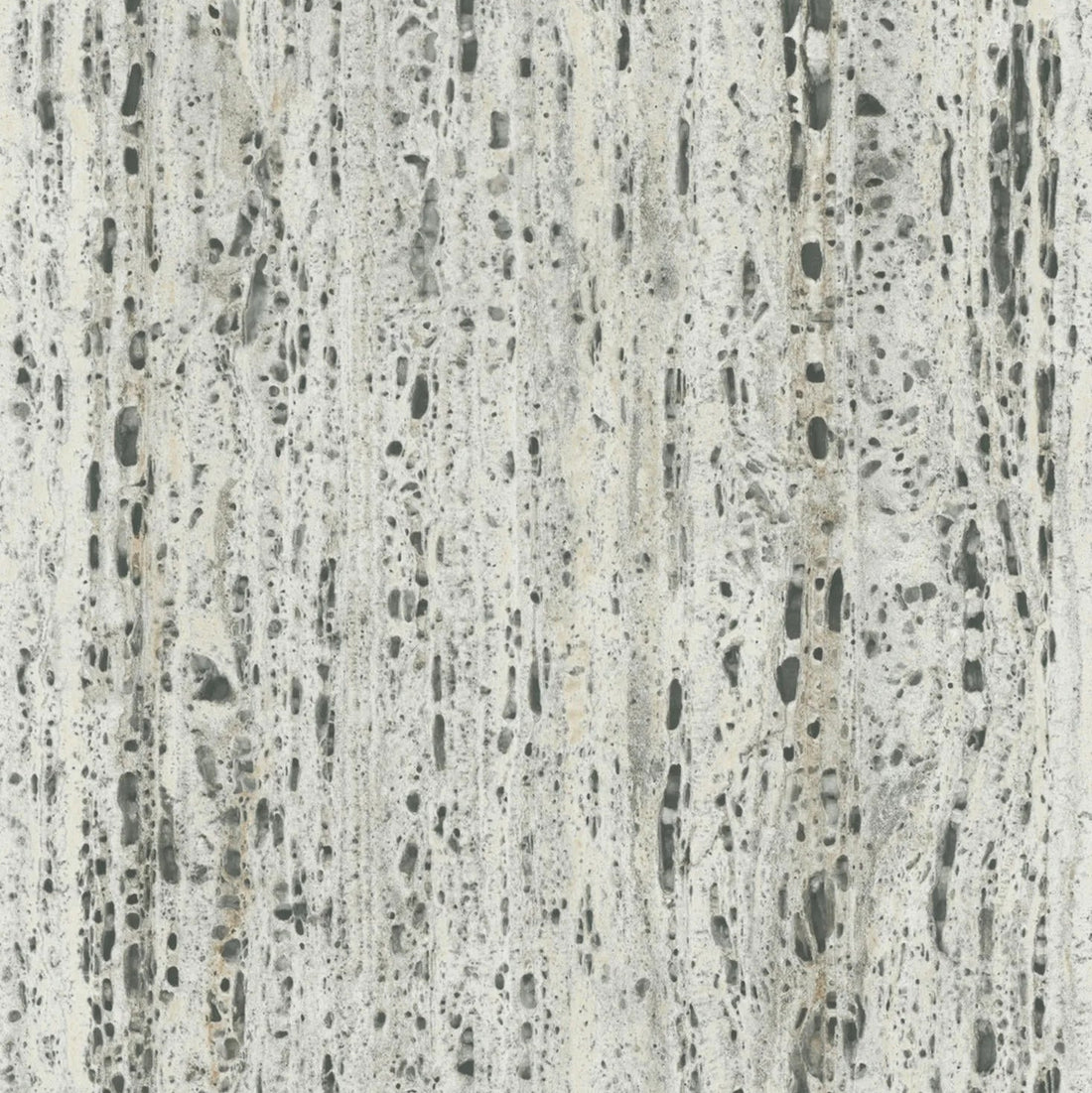 Marburg Travertino 33350 stone-effect wallpaper in light greige and grey with vertical striations.