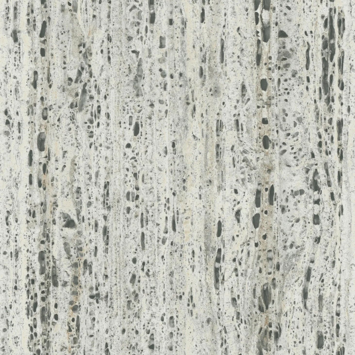 Marburg Travertino 33350 stone-effect wallpaper in light greige and grey with vertical striations.