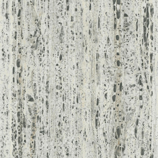 Marburg Travertino 33350 stone-effect wallpaper in light greige and grey with vertical striations.
