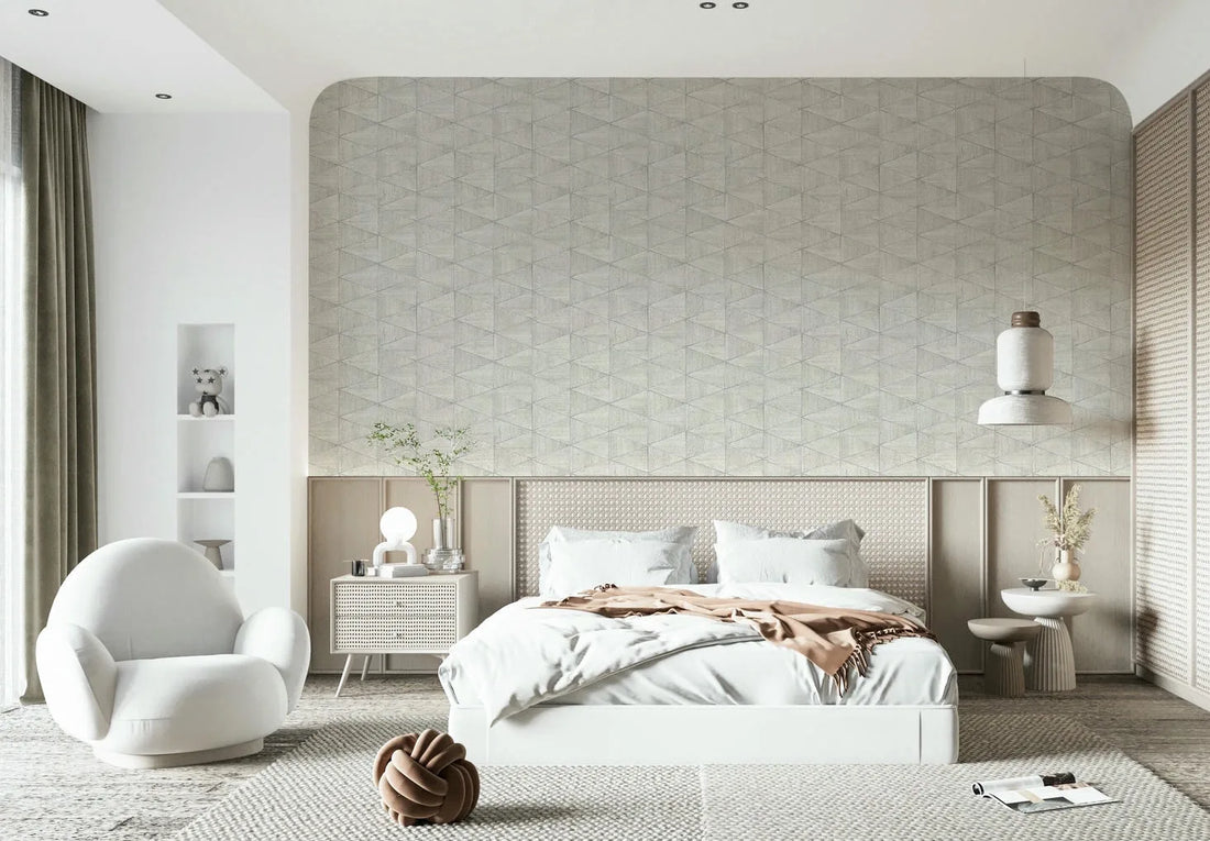 Marburg Travertino 33357 light greige geometric triangle stone-look wallpaper