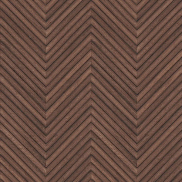 Marburg Travertino 33379 deep brown wood-look chevron stripe wallpaper