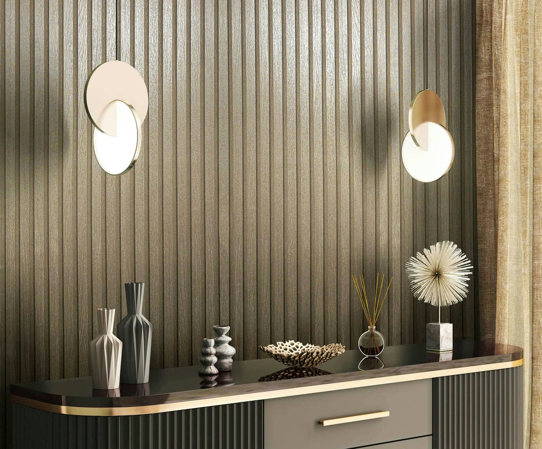 Marburg Travertino 33396 warm brown metallic-look vertical stripe wallpaper with stone-like texture