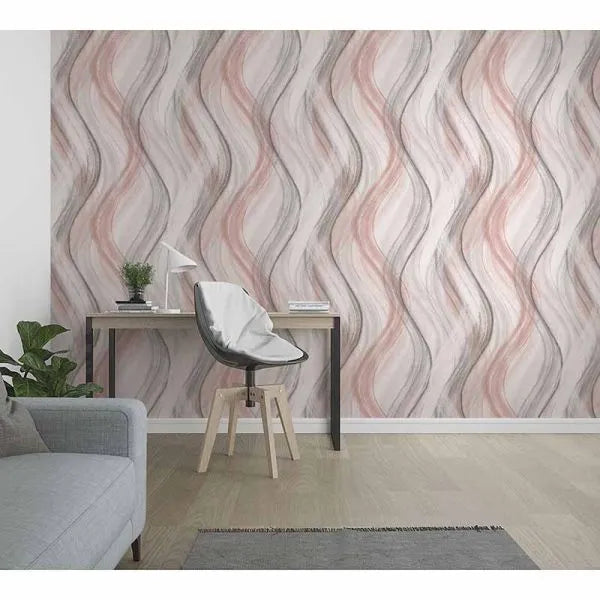 Closeup of a wallpaper showing its Contemporary, Multicolour, Pastels, Waves pattern, color, and texture.