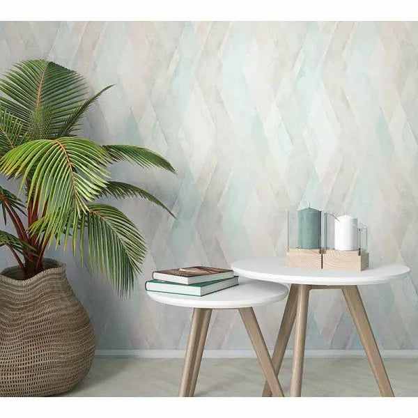 Closeup of a wallpaper showing its Chevron, Contemporary, Geometric, Multicolour, Pastels pattern, color, and texture.