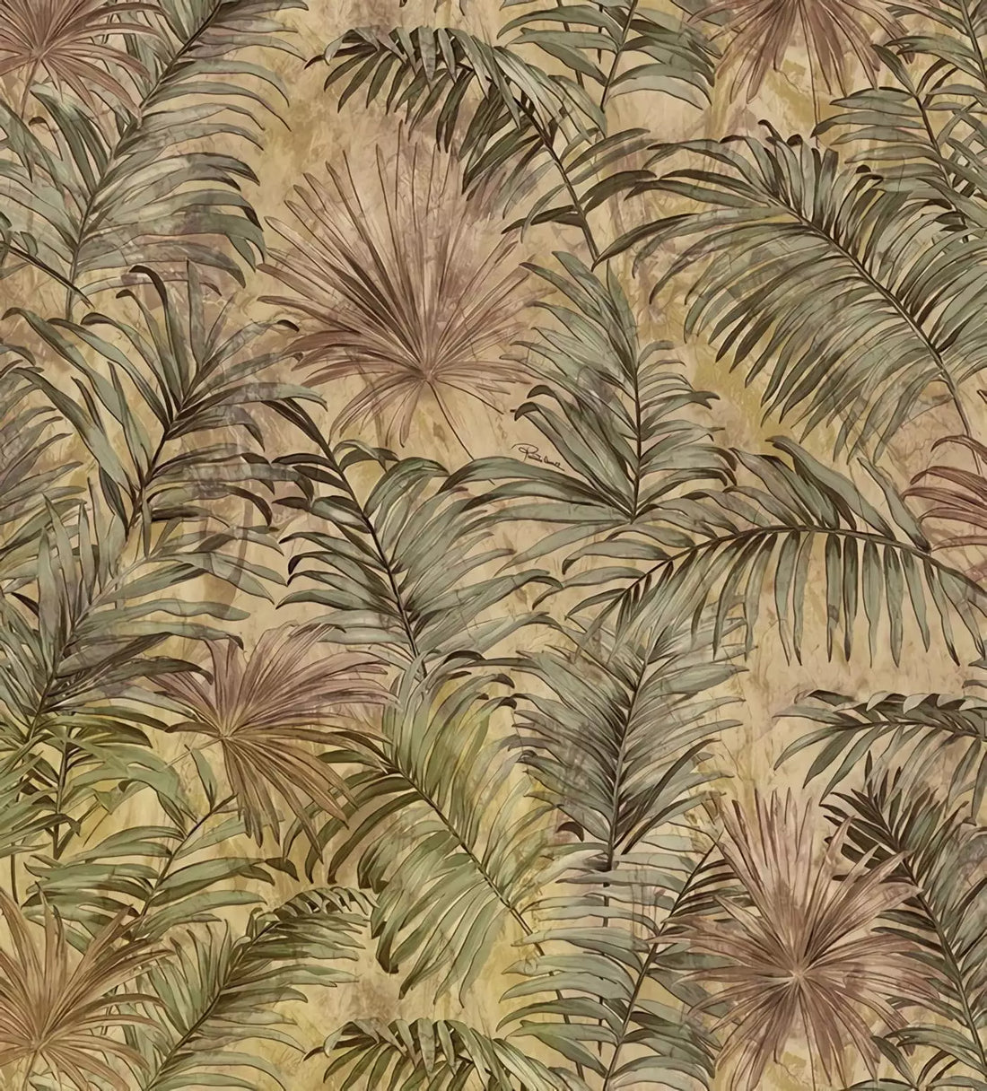 Artistic depiction of palm leaves on a textured beige background