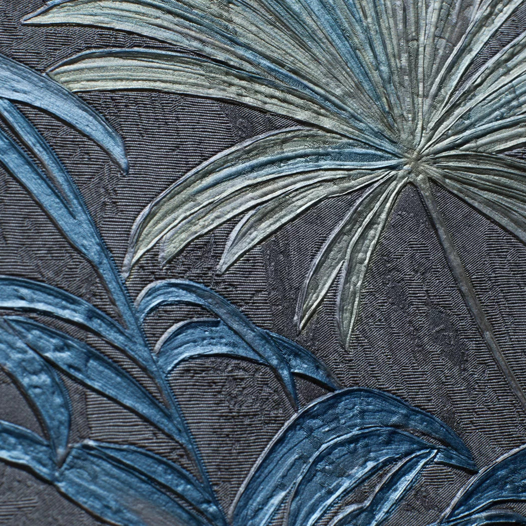 Tropical leaf pattern on a textured dark background