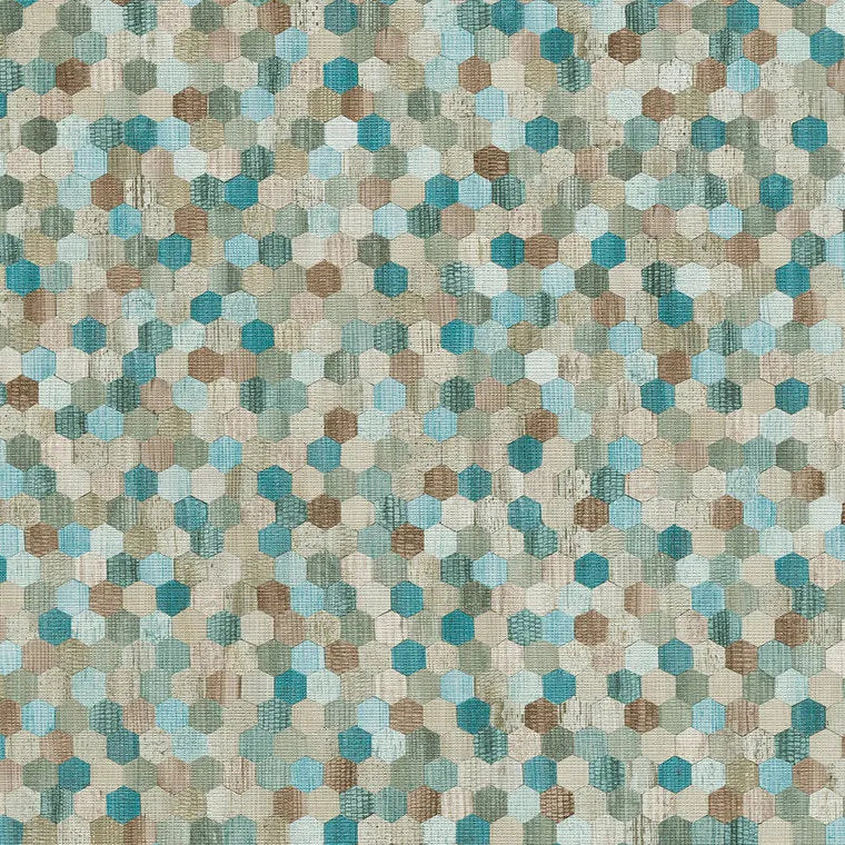 Closeup of a wallpaper showing its Contemporary, Dots, Geometric, Green, Multicolour pattern, color, and texture.