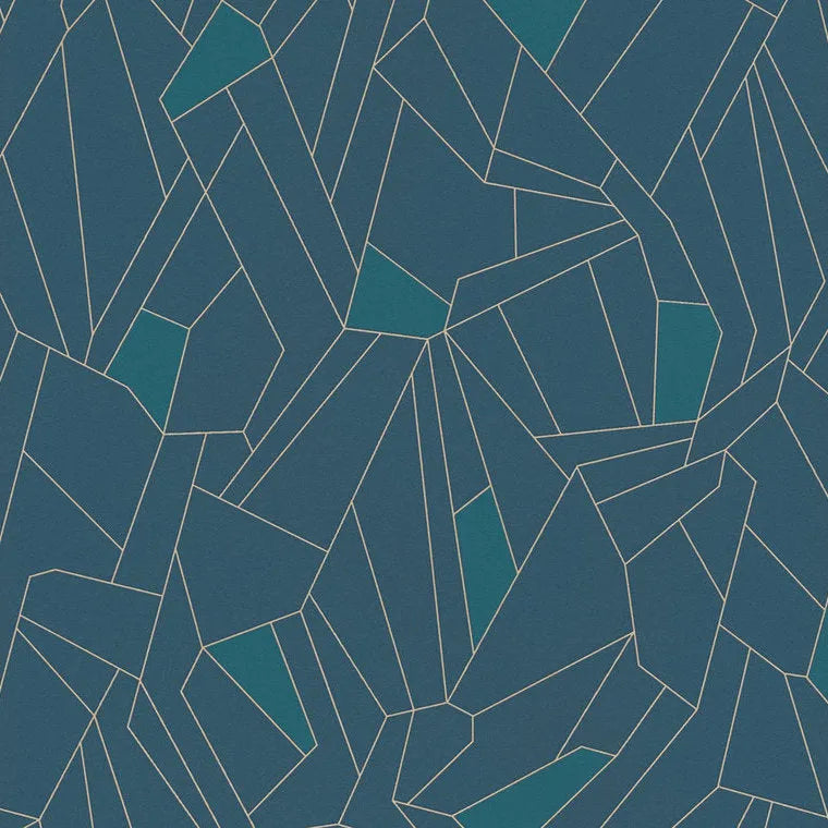 Closeup of a wallpaper showing its Blue, Contemporary, Geometric pattern, color, and texture.