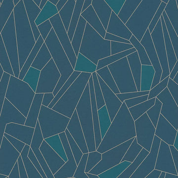 Closeup of a wallpaper showing its Blue, Contemporary, Geometric pattern, color, and texture.