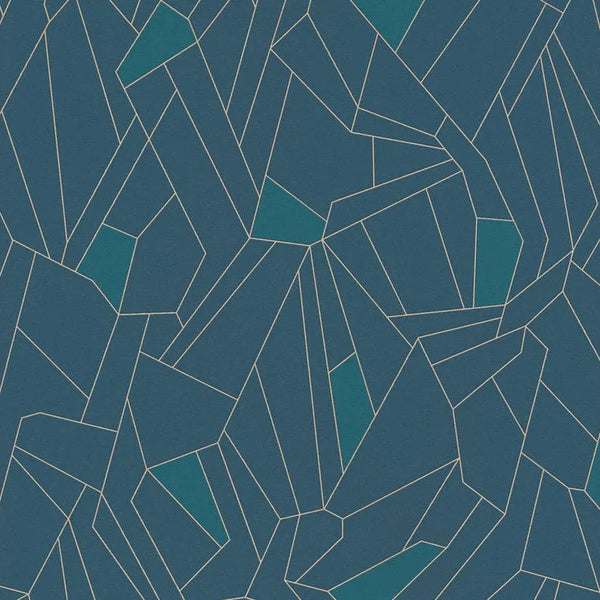 Closeup of a wallpaper showing its Blue, Contemporary, Geometric pattern, color, and texture.