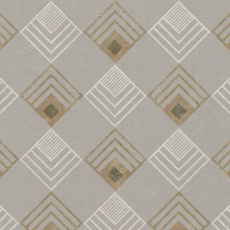 Closeup of a wallpaper showing its Contemporary, Geometric, Grey, Neutrals, Two-tone pattern, color, and texture.