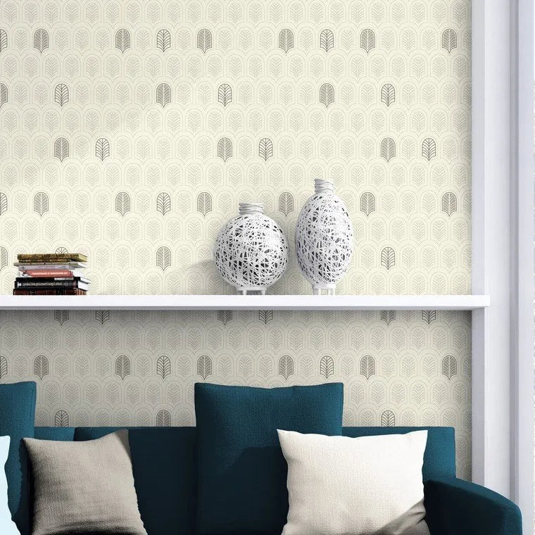 Closeup of a wallpaper showing its Art Deco, Contemporary, Geometric, Grey, Monochrome, Unicolour pattern, color, and texture.