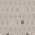 Closeup of a wallpaper showing its Art-Deco, Brown, Contemporary, Geometric, Neutrals, Two-tone pattern, color, and texture.