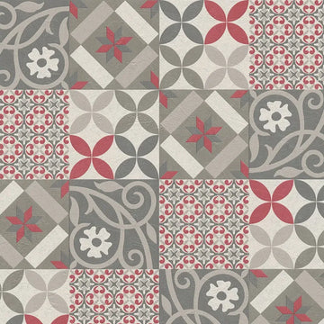 Closeup of a wallpaper showing its Contemporary, Geometric, Multicolour, Pink, Red, Tiles pattern, color, and texture.