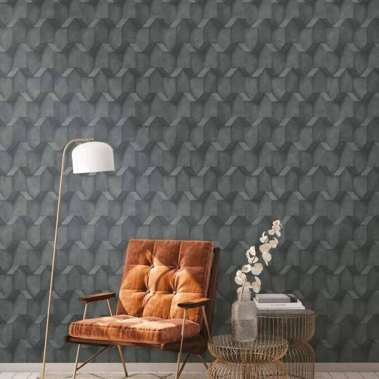 Closeup of a wallpaper showing its Black, Contemporary, Geometric, Monochrome pattern, color, and texture.