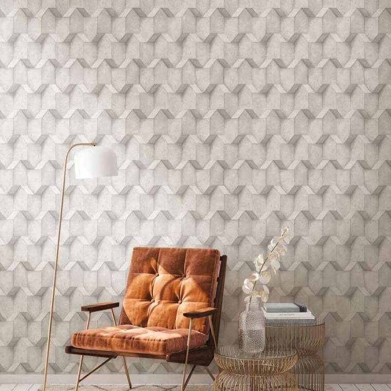 Closeup of a wallpaper showing its Contemporary, Geometric, Neutrals, Two-tone, White pattern, color, and texture.