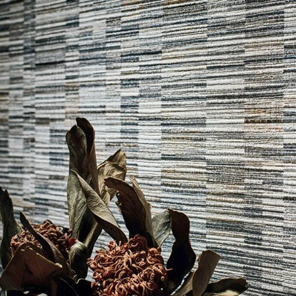 Wallpaper installed in a room showing its full pattern, color