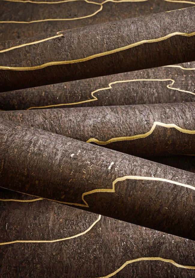 Rolled Thibaut Cloud Mosaic wallpaper with Cork and Foil on Non Woven showing the surface texture and pattern detail.