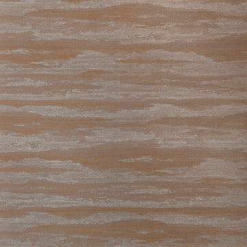 Thibaut Overlook Copper T24411 abaca grasscloth wallpaper with hazy, mountain-inspired bands in warm copper and silvery taupe.