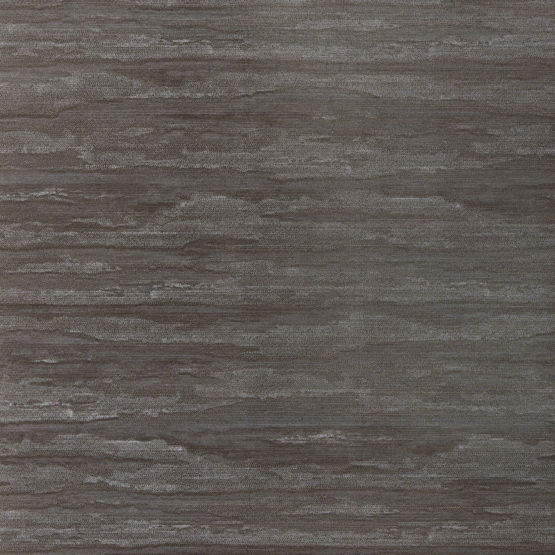 Thibaut Overlook Bark T24413 abaca grasscloth wallpaper with abstract horizontal striations in deep brown and grey.