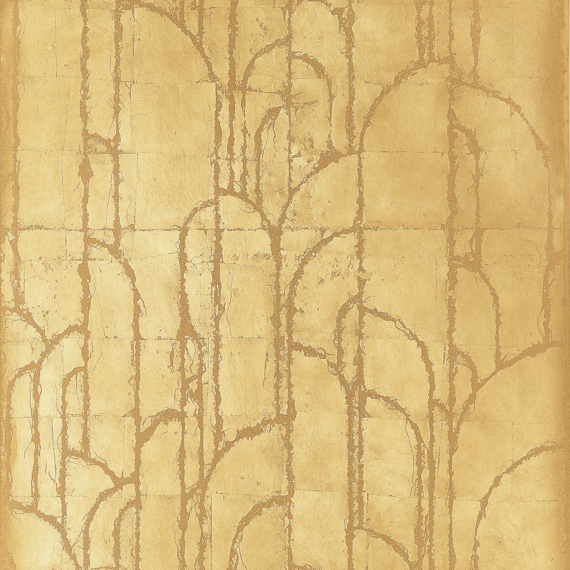 Thibaut Deco Moon Gold T24414 wallpaper with Art Deco arches in brushed gold metal leaf.