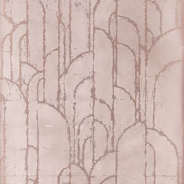 Thibaut Deco Moon wallpaper in Rose Gold featuring sweeping Art Deco arches on hand-laid metal leaf.