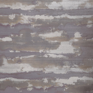 Thibaut Silver Lining T24423 wallpaper in eggplant and copper on abaca with metallic foil, abstract cloud pattern.