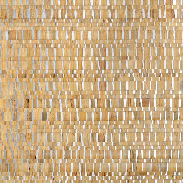 Thibaut Namonaki Silver T24427 grasscloth wallpaper with hand-laid hyacinth mosaic over silver foil