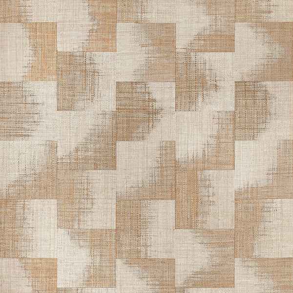 Thibaut Raffia Squares Beige T24431 geometric raffia grasscloth wallpaper swatch