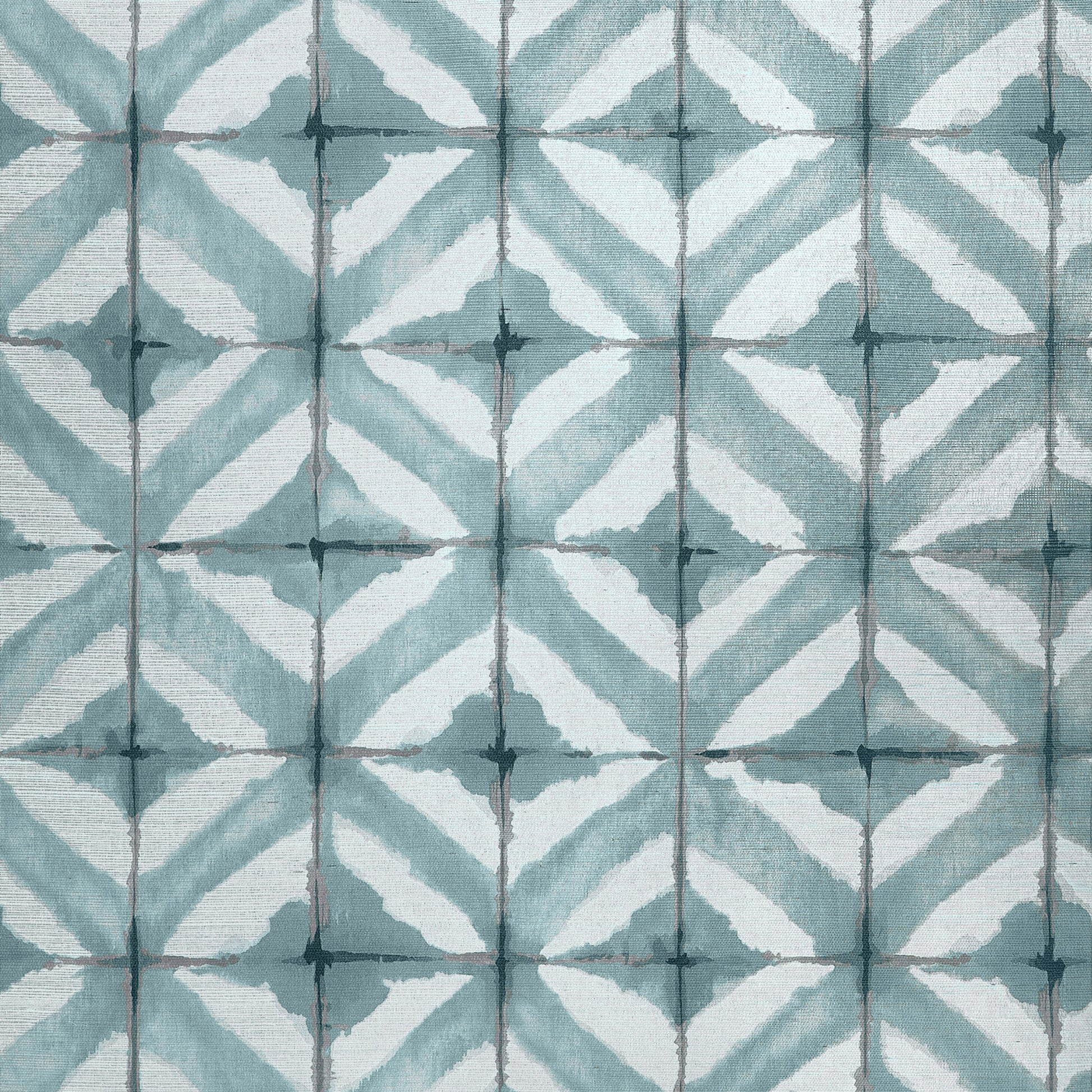 Thibaut Water Blocks Mineral T24443 sisal wallpaper in dusty blue geometric squares