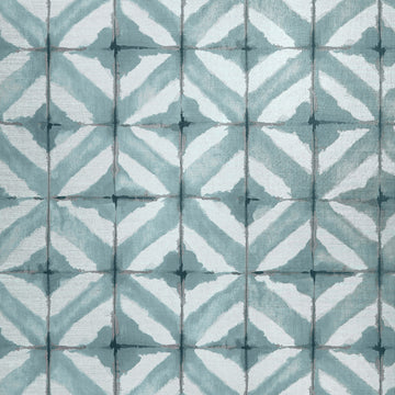 Thibaut Water Blocks Mineral T24443 sisal wallpaper in dusty blue geometric squares