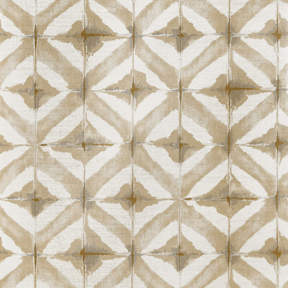 Thibaut Water Blocks T24444 beige geometric shibori pattern printed on sisal grasscloth wallpaper