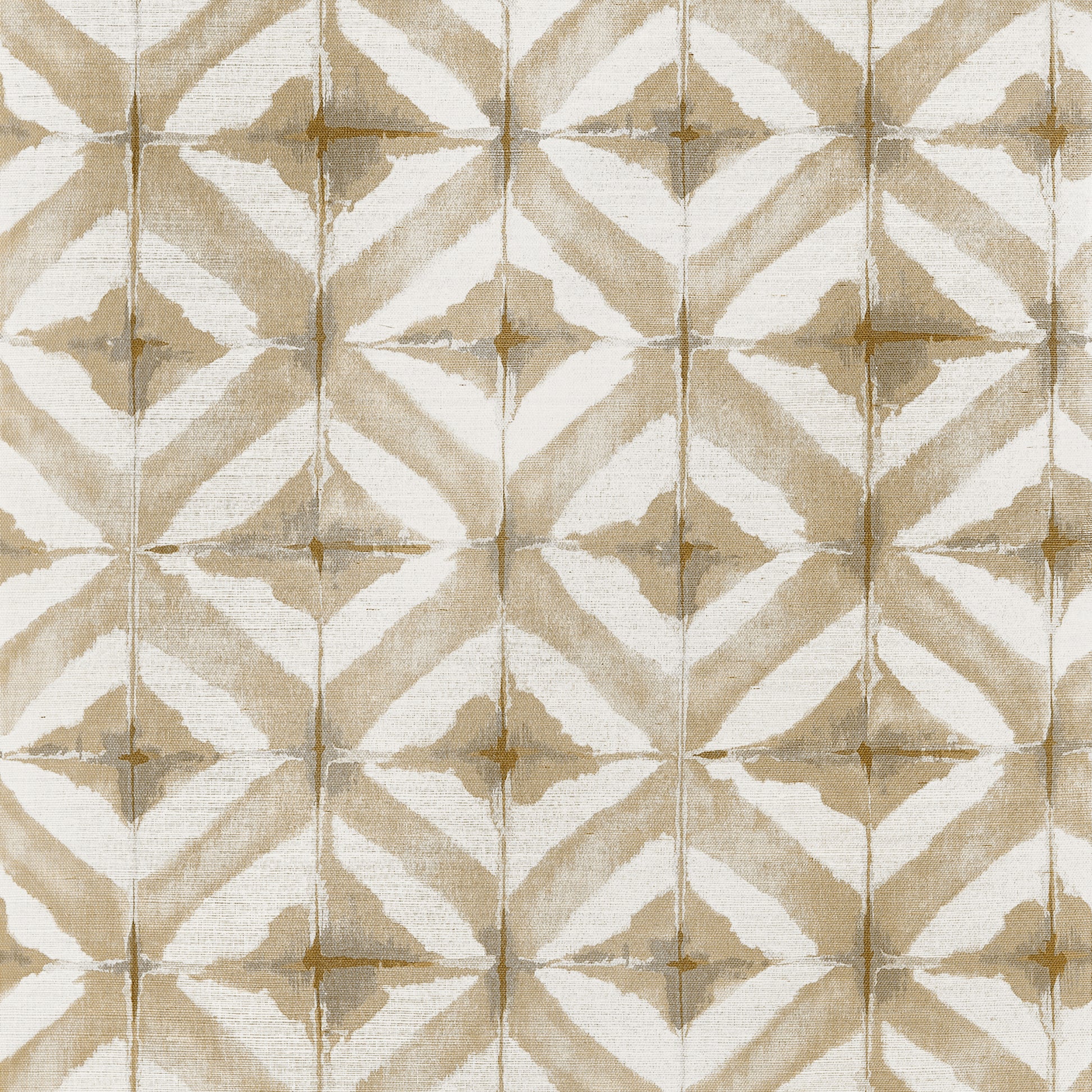 Thibaut Water Blocks T24444 beige geometric shibori pattern printed on sisal grasscloth wallpaper