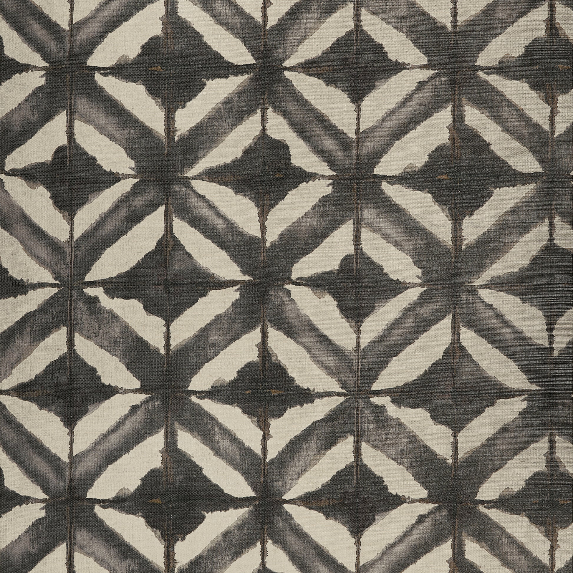 Thibaut Water Blocks Black T24446 geometric sisal grasscloth wallpaper with shibori-style diamonds