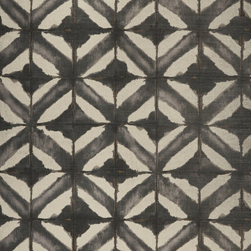 Thibaut Water Blocks Black T24446 geometric sisal grasscloth wallpaper with shibori-style diamonds