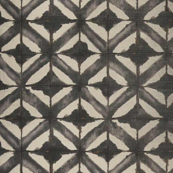 Thibaut Water Blocks Black T24446 geometric sisal grasscloth wallpaper with shibori-style diamonds