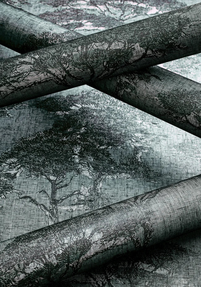 Rolled Thibaut Torrey Pines wallpaper with Linen Mesh on Non Woven showing the surface texture and pattern detail.